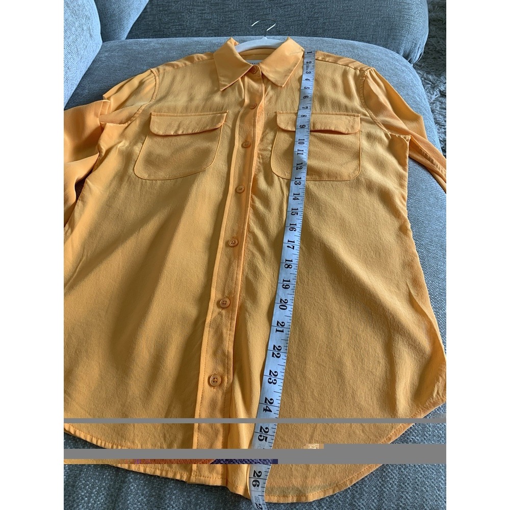 Equipment Blouse 100% Silk Bright Orange XS Quiet Luxury Old Money Elevated - Picture 8 of 8